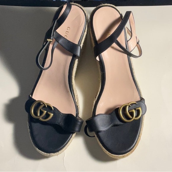 Gucci-WOMEN'S LEATHER PLATFORM ESPADRILLE - Picture 4 of 5